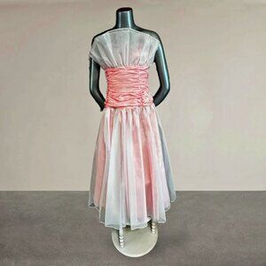 Pink Taffeta Ruche Waist Bridesmaid Homecoming Prom Dance Formal Dress Size 2